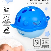 Прорезыватель силиконовый для зубов с погремушкой Крошка Я &laquo;Рыбка&raquo;, в кейсе, синий
