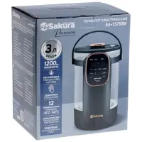 Термопот Sakura SA-1375BK, 1200 Вт, 3 л, 45-100&deg;С, сенсор, LCD дисплей,  стекло, черный