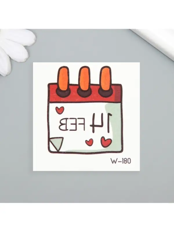 Переводная тату цветная &laquo;Календарь. День Влюблённых&raquo;, временная татуировка, 6&times;6 см