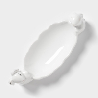 Блюдо Доляна &laquo;Зайки в золотом&raquo;, 21&times;8&times;6 см, цвет белый