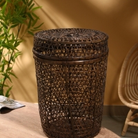 Корзина плетёная "Баскет" бамбук 39х39х50см, тёмная