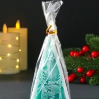 Свеча новогодняя пирамида Дед Мороз"6х6,5х12 cм, тиффани