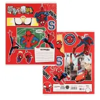 Тетрадь в линейку 24 листа, 5 видов МИКС, обложка мелованный картон, &laquo;Человек-паук&raquo;