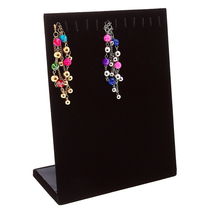 Подставка для кулонов, цепочек, браслетов, 12 крючков 20&times;9&times;25,5 см, бархатная, цвет чёрный