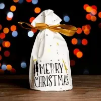 Пакет полиэтиленовый подарочный, с завязками "Ёлочки", 15*23см.