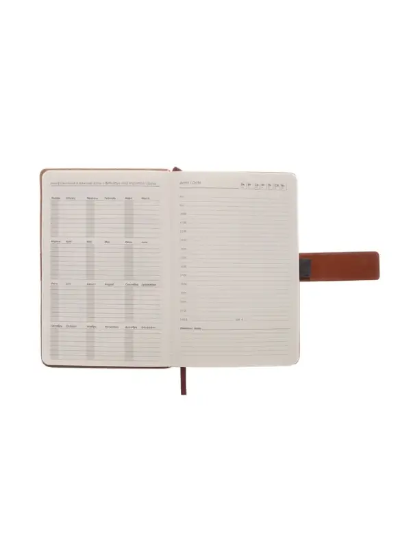 Ежедневник недатированный формат А5, с хлястиком, 128л, линия, пвх, Коричневый