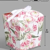 Коробка бонбоньерка, упаковка подарочная, &laquo;Цветы&raquo;, 7.5 х 8 х 7.5 см