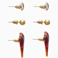 Набор серьги "Леопард" сердце и бусина, цветной в золоте