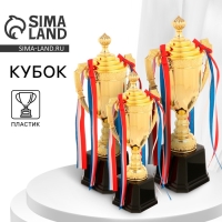 Кубок 180С, наградная фигура, золото, подставка пластик, триколор, 33 &times; 12 &times; 7 см.