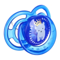 Соска- пустышка ортодотническая &laquo;Мишка&raquo; с колпачком, +6 мес., голубой
