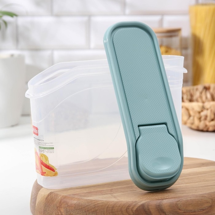 Ёмкость для сыпучих продуктов, 1,5 л, пластик, прозрачная, крышка МИКС