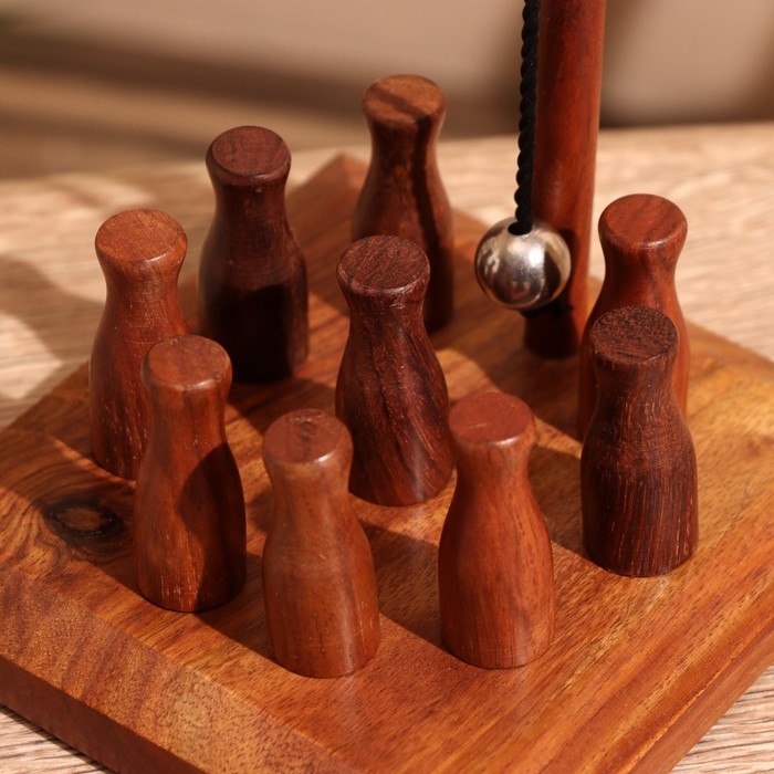 Игра настольная "Боулинг" 12х12х21 см, дерево шишам