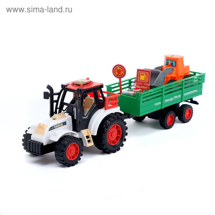 Трактор инерционный &laquo;Фермер&raquo;, с прицепом, цвета МИКС