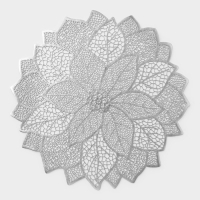 Салфетка сервировочная на стол &laquo;Цветок&raquo;, 38&times;38 см, цвет серебро