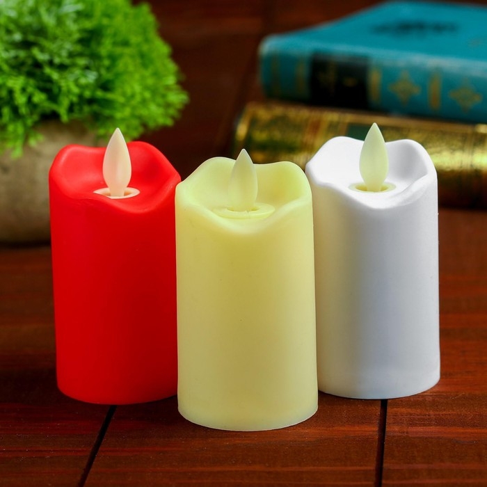 Свеча светодиодная &laquo;Пламя&raquo;, горит жёлтым, цвета МИКС