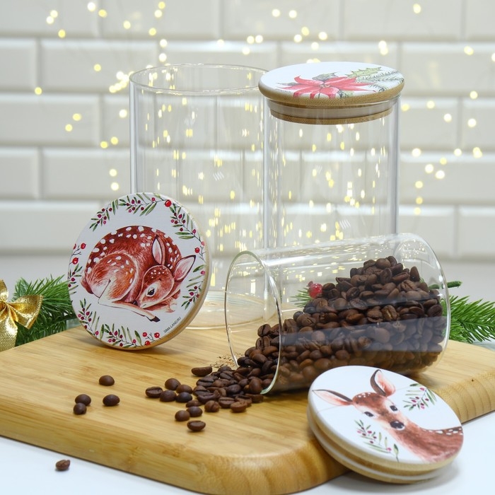 Банка для хранения новогодняя Дорого внимание &laquo;Оленёнок&raquo;, стекло, 450 мл