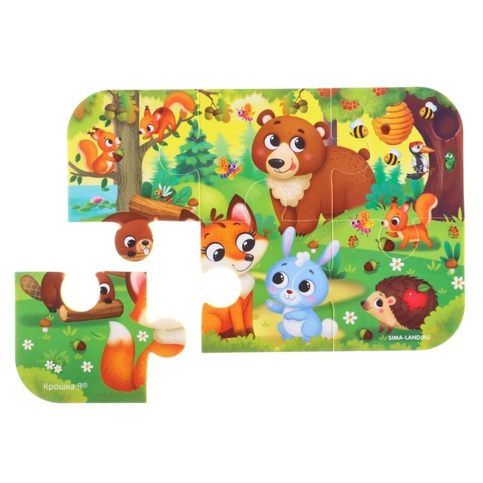 Мягкий пазл для малышей &laquo;Лесные зверята&raquo;, 6 деталей, Крошка Я