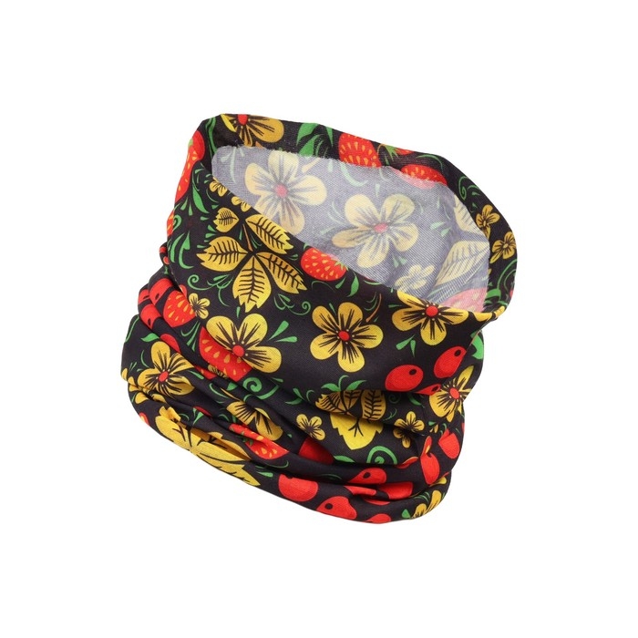 Бафф туристический "Хохлома" для защиты от ветра и пыли, черный