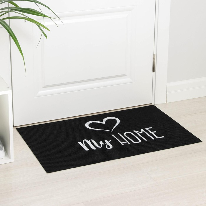 Коврик придверный Доляна My home, 50&times;80 см, влаговпитывающий, светящийся в темноте, цвет чёрный