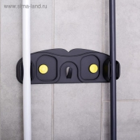 Держатель для швабр, 30&times;10&times;5 см, на липучке, с крючком, цвет МИКС
