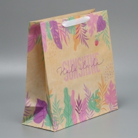 Пакет подарочный крафтовый квадратный, упаковка, &laquo;Sunshine&raquo;, 30 х 30 х 12 см