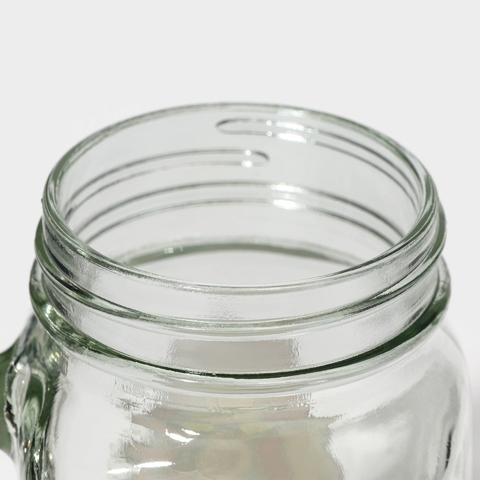 Кружка стеклянная с крышкой и трубочкой Доляна &laquo;Комикс&raquo;, 450 мл, 10&times;7,5&times;13 см