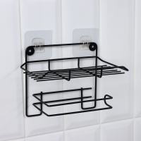 Держатель для туалетной бумаги с полочкой, 19&times;10&times;14,5 см, цвет черный