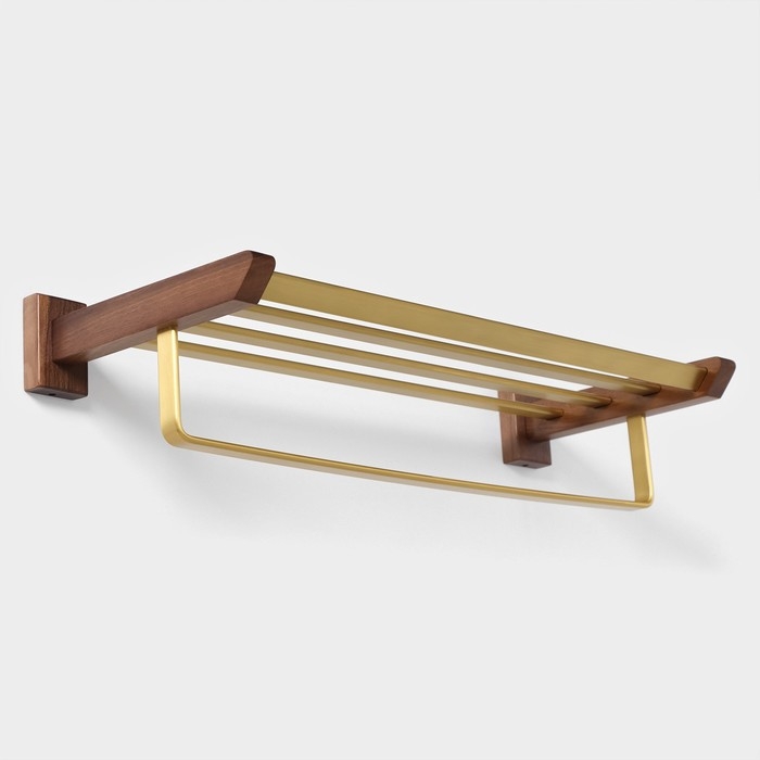 Полка с держателем для полотенец St&ouml;lz H&ouml;lzern Premiere, ореховое дерево, алюминий