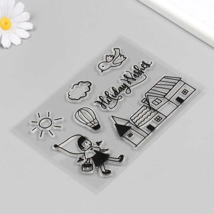 Штамп для творчества силикон "Девочка с корзинкой" 16х11 см