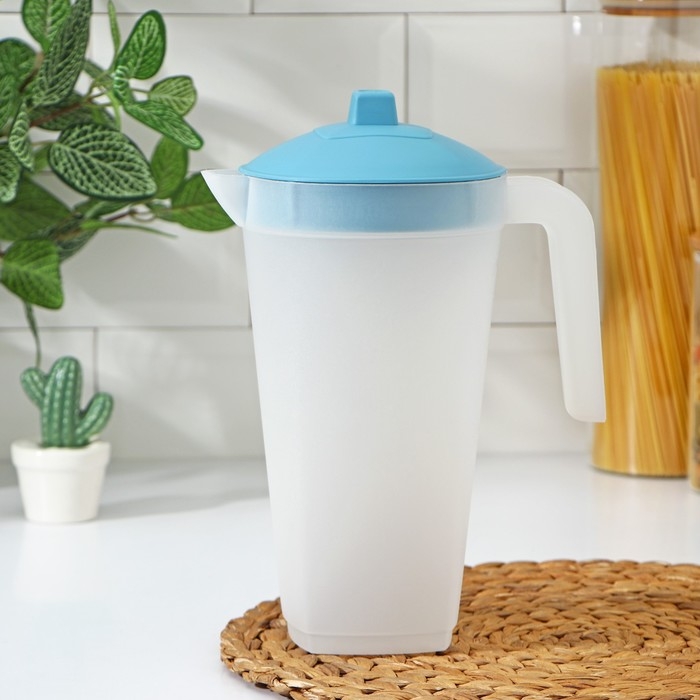 Кувшин с крышкой, 2 л, 20&times;12&times;26 см, цвет голубой