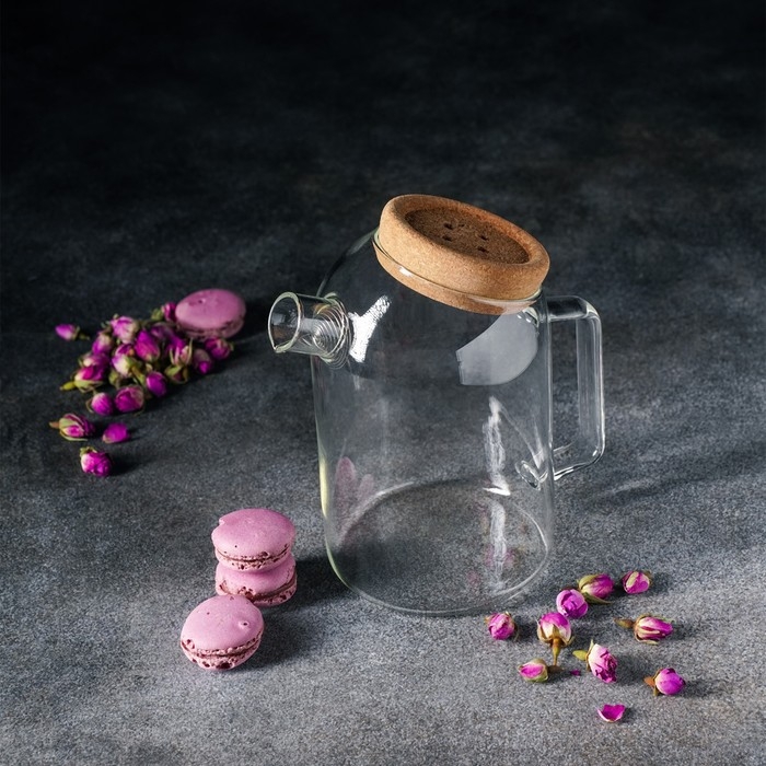 Кувшин стеклянный с пробковой крышкой Magistro &laquo;Эко&raquo;, 1 л, 18&times;11&times;17,5