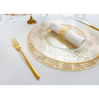Салфетки сервировочные на стол Доляна &laquo;Веер&raquo;, d=38 см, 4 шт, цвет золотой