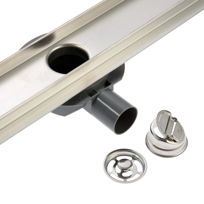 Трап ZEIN, c флaнцeм свободного вращения 360&deg;, 7х80 см, d=40/50 мм, нерж. сталь, сатин