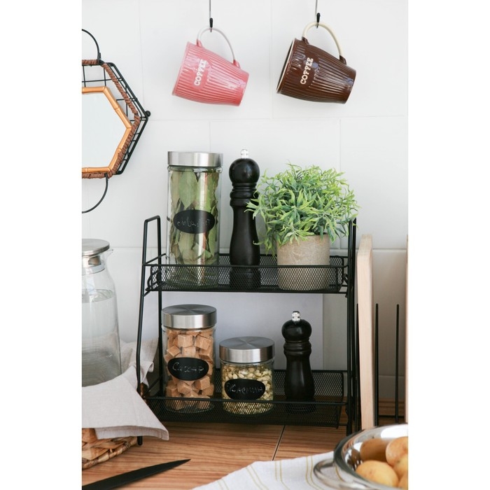 Банка стеклянная для хранения сыпучих продуктов с местом под надпись Доляна &laquo;Премиум&raquo;, 700 мл, 20&times;8 см, с металлической крышкой