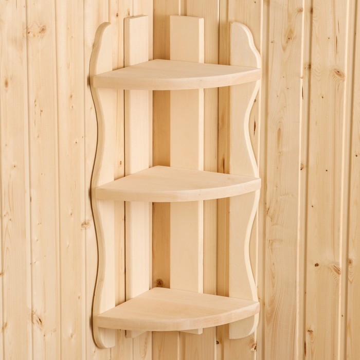 Полка угловая фигурная 3 яруса 26&times;65&times;26см, липа "Добропаровъ", Экстра