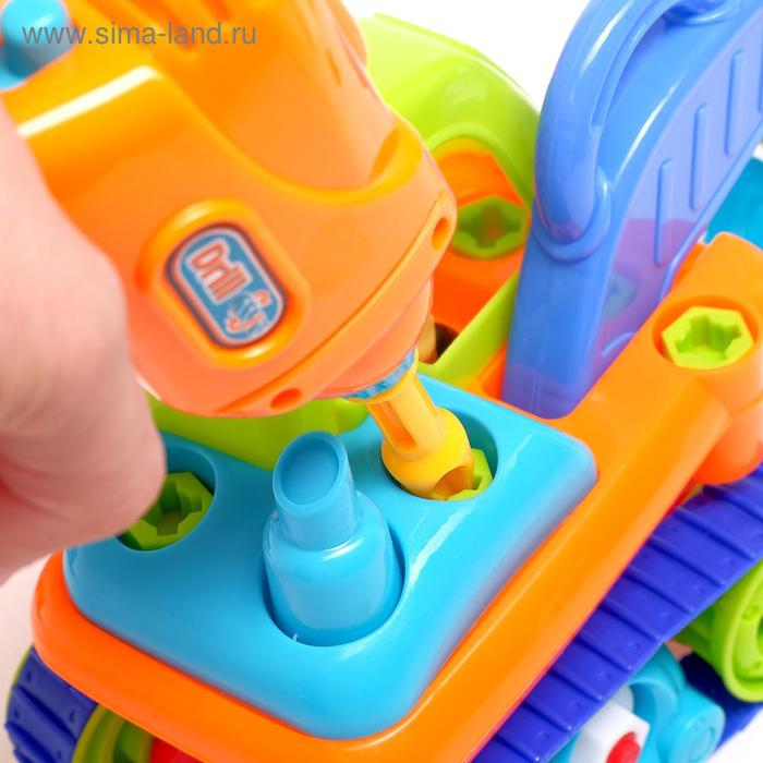 Конструктор винтовой &laquo;Строительный транспорт&raquo;, набор 2 шт, с электрическим шуруповертом