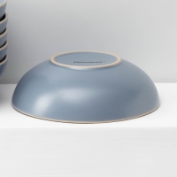 Набор тарелок керамических Доляна &laquo;Ваниль&raquo;, 18 предметов: 6 тарелок d=19 см, 6 тарелок d=27 см, 6 мисок d=19 см, цвет голубой