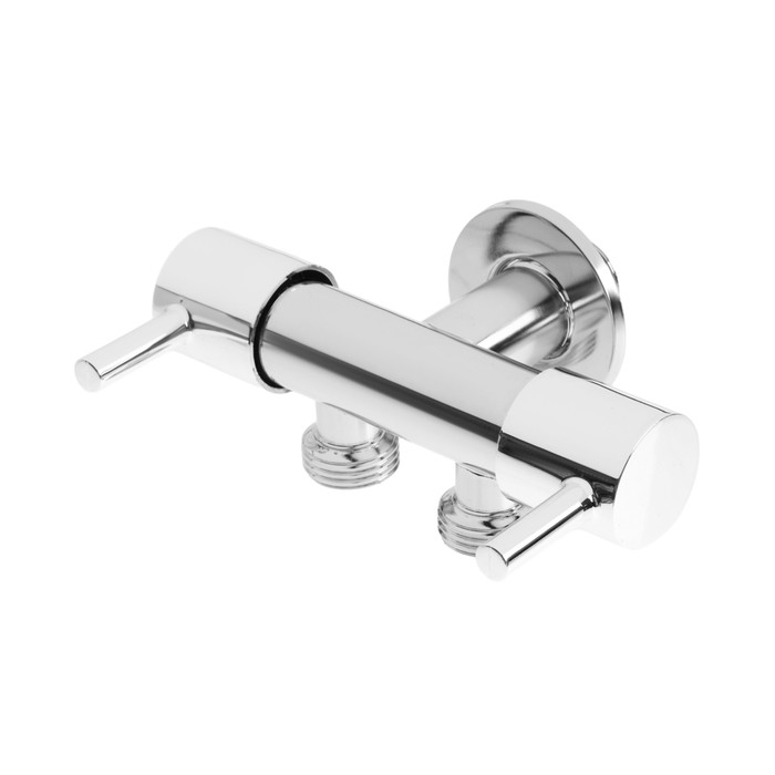 Кран двойной ZEIN engr, 1/2" х 1/2", два вентиля, кран-букса керамика, нерж. сталь, хром