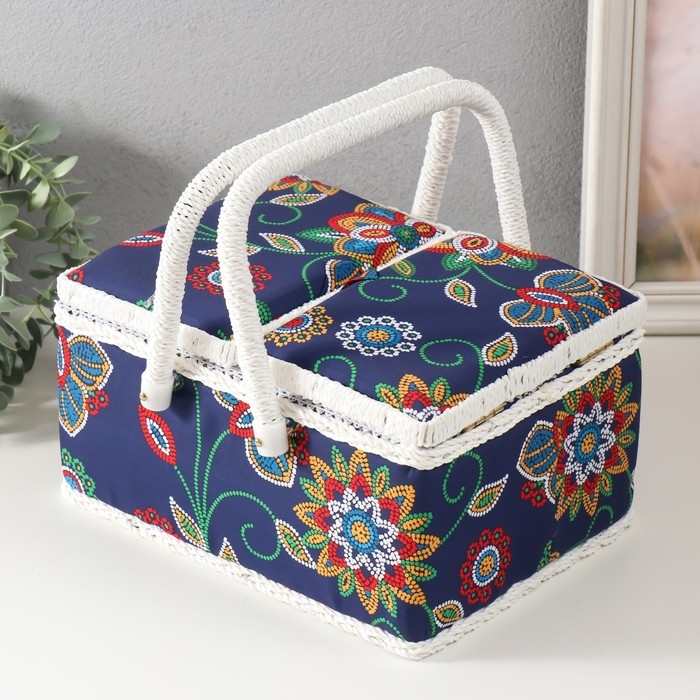 Шкатулка для рукоделия "Цветочная мозаика" 19х26х14,5 см