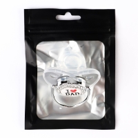 Соска - пустышка силиконовая ортодонтическая &laquo;I LOVE DAD&raquo;, от 6 мес., с колпачком, цвет серый/серебро, стразы