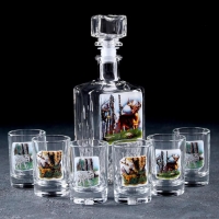 Набор питьевой &laquo;Охота-рыбалка&raquo;, 7 предметов: графин 500 мл, стопка 50 мл, 6 шт, в чемоданчике