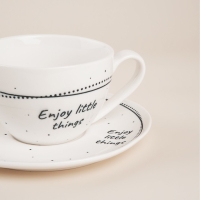 Набор чайный фарфоровый SL Home &laquo;Милый дом&raquo;, 4 предмета: 2 чашки 275 мл, 2 блюдца d=15,5 см, цвет белый