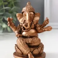 Фигура &laquo;Ганеш на лотосе&raquo;, 10.5&times;9&times;8 см, бронза