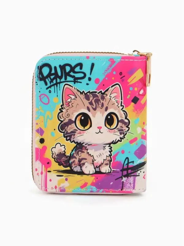 Кошелек дет 07-01-01 Июнь2546 кот, 8,5*2,5*10,5 см, 2 отд+отд/молн, д/карт, разноцветный