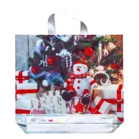 Пакет "Снежный гость", полиэтиленовый с петлевой ручкой, 38х34 см, 70 мкм