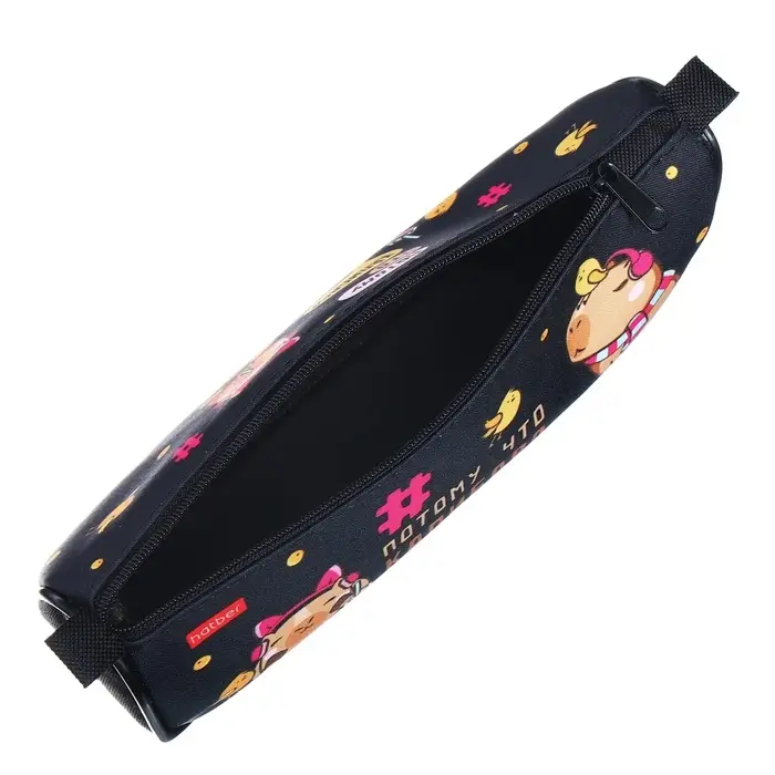 Пенал мягкий, 1 отделение, 60 х 200 х 50 мм, объёмный, Hatber "Потому что Капибара"