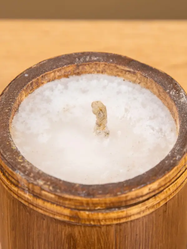 Свеча в бамбуке, 7х7х6 см, 100 мл, цв. бежевый