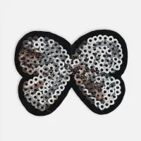 Термоаппликация &laquo;Бантик&raquo;, с пайетками, 5.2&times;4 см, цвет серебряный