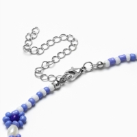 Колье &laquo;Бисер&raquo; незабудки, цвет сине-белый, 30 см