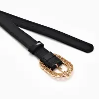 Ремень жен 04-01-01-01, Июнь2503, 2,5*0,3*110 см, без винта, пряж золото, 1 прокол, черный   1090312